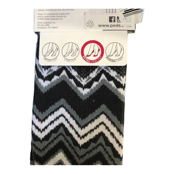 2pairs Peds ladies gel tab extra low cut‎ gray zigzag socks foot shoe liners new - Picture 6 of 10